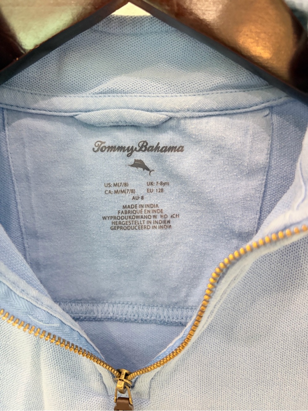 Tommy Bahama Light Blue Quarter-Zip Pullover - Picture 2 of 3